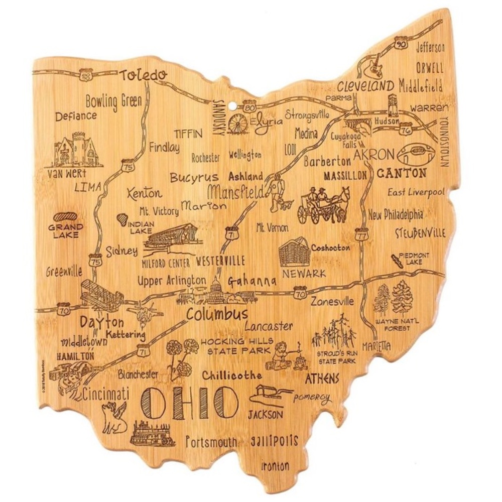 NWT!!! Totally Bamboo Destination Ohio:Cutting Board/Serving Board: Reversible.